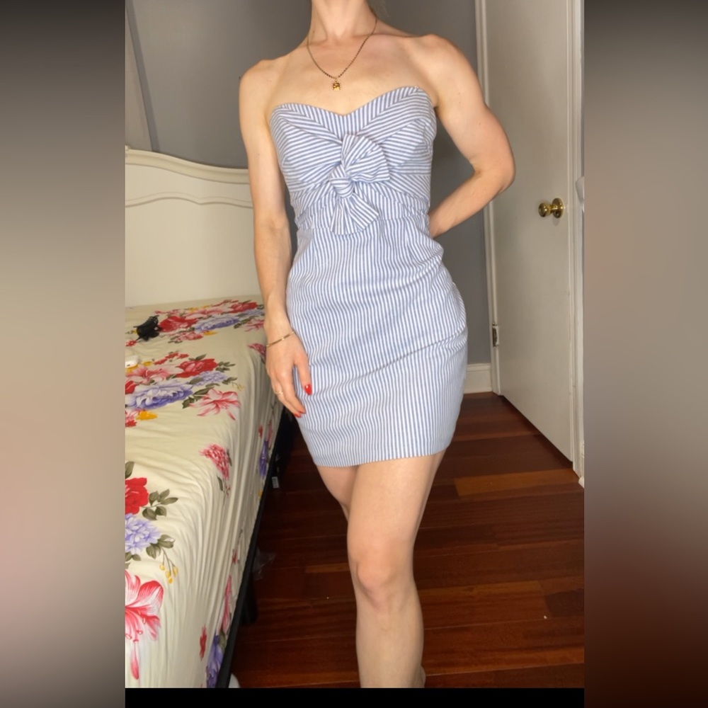 Blue and white stripped dress
